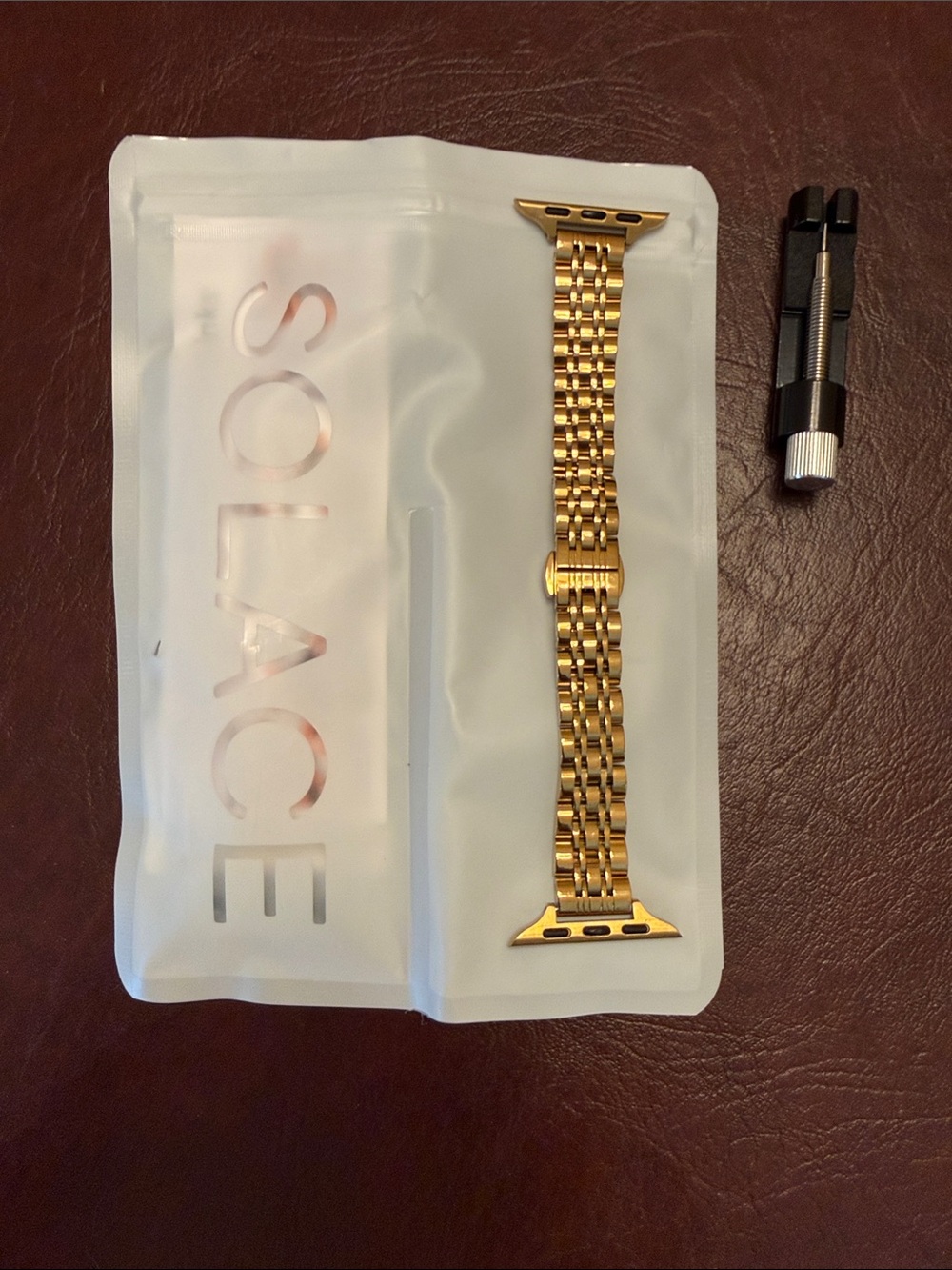 Solace Stella Gold Stainless Steel Link Watch Band for Women